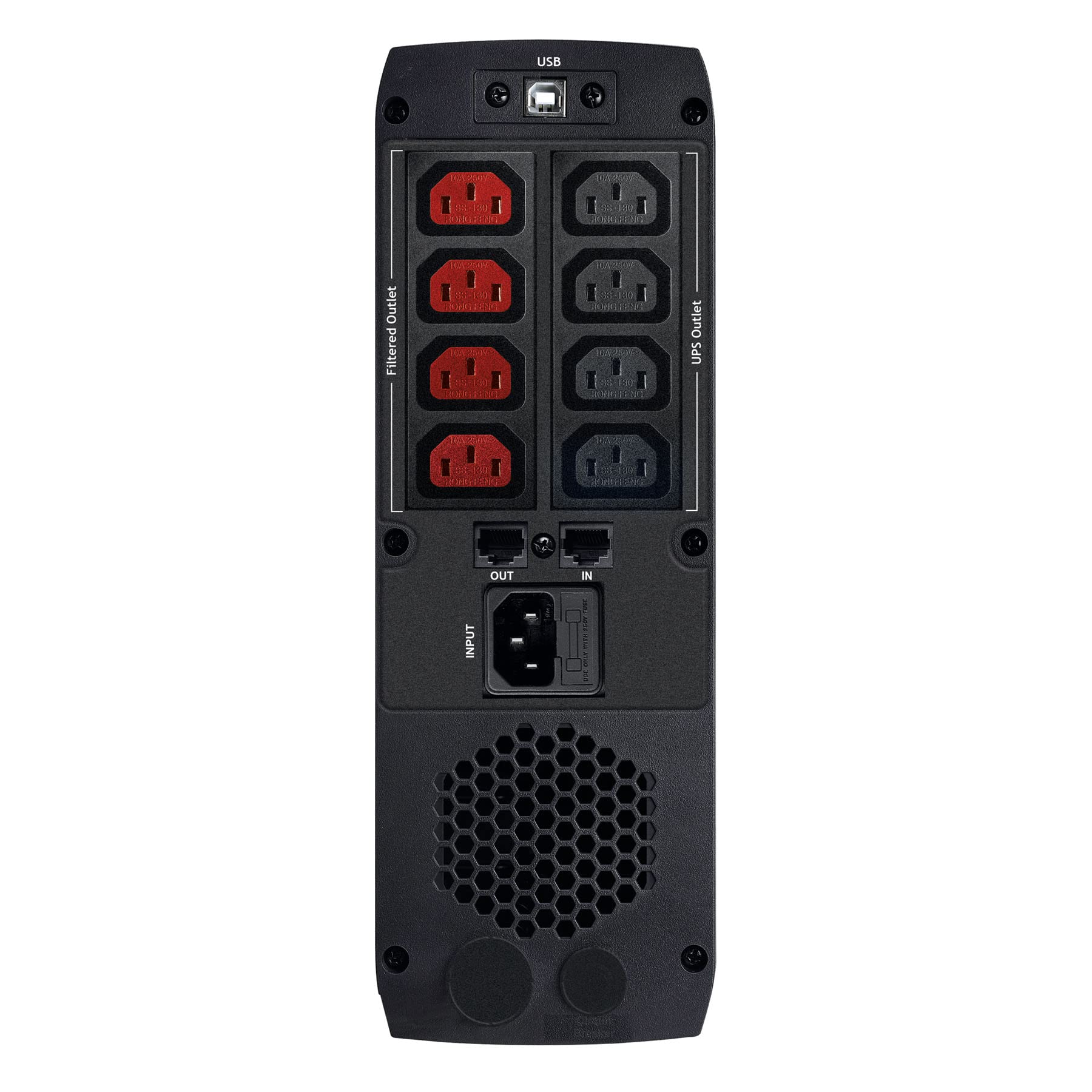 Tecnoware Power Systems UPS Exa Plus 1000 VA, con AVR, Display LCD e 2 Porte USB, Uscita Sinusoidale, 8 Prese (4 Protette da Blackout e 4 Filtrate), Nero