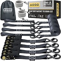 Vista 19 de AUGO Correas de trinquete retráctiles autobloqueantes 4 correas de amarre retráctiles de servicio pesado con autotensado con bucles suaves y bolsa