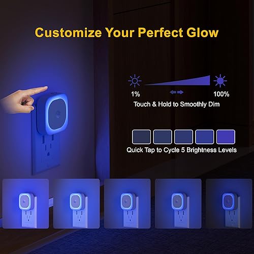 Miniatura 36 de Paquete de 2 luces nocturnas rojas enchufables con sensor de movimiento y sensor de atardecer a amanecer, brillo suave, regulable, luces LED