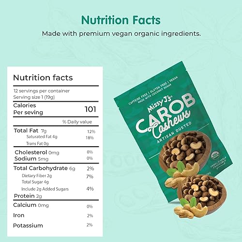 Miniatura 2 de Missy J's Anacardos orgánicos cubiertos de algarroba de 8 onzas, paquete de 3, vegano, sin gluten, sustituto del chocolate, perfecto para aperitivos