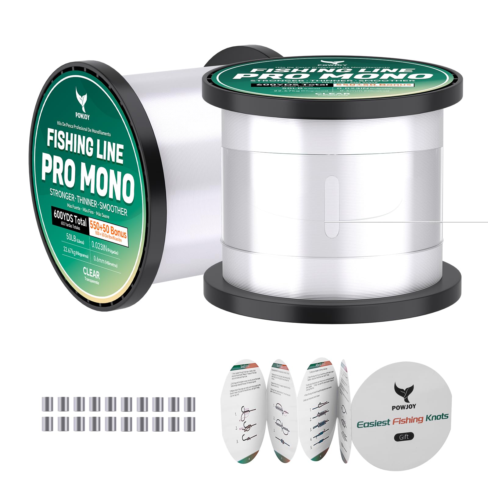 Monofilament Fishing Line with Knot Guide Cards for Beginners to Pro