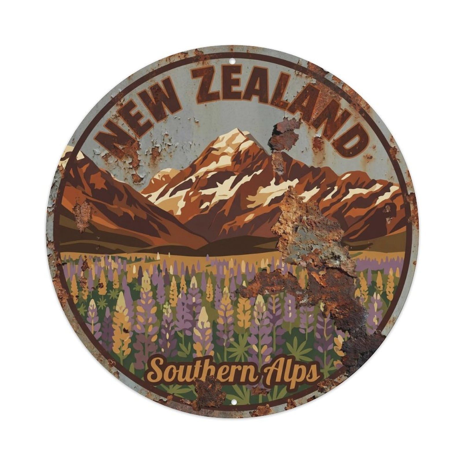 Vintage Travel New Zealand Kingdom Vintage Metal Tin Sign Plaque Wall Decor for Cafe, Club Bar, Office, Garden Metal Poster 8x8Inch