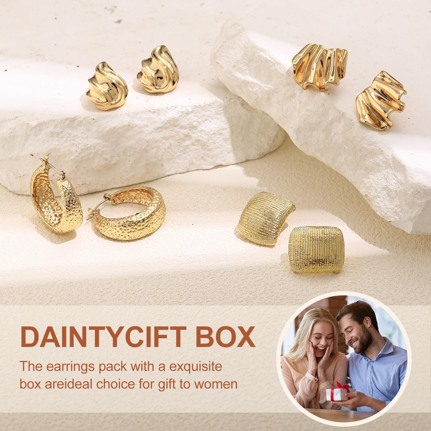 Gold Hoop Earrings for Women Set - 14K Gold Plated Thick Chunky Hoops - Image 6