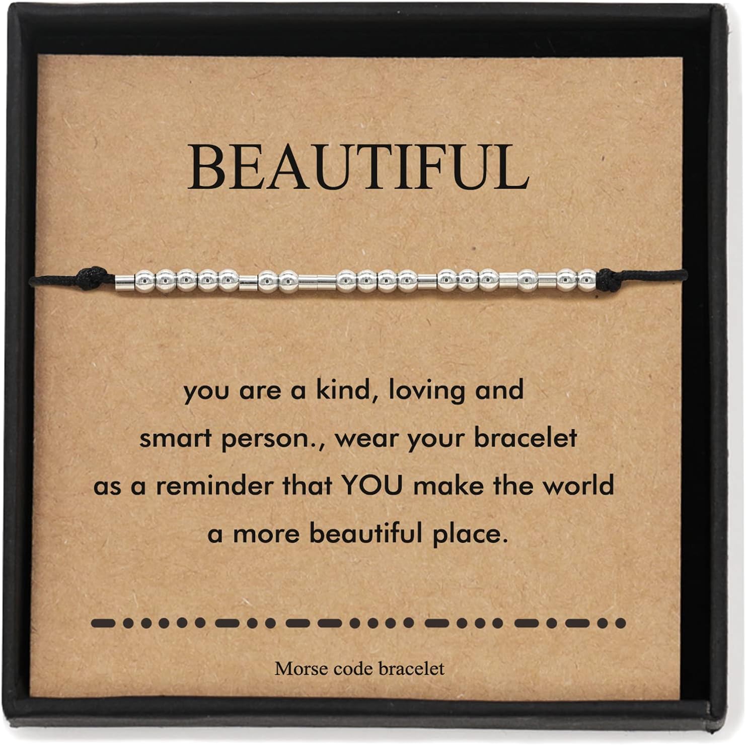 OBSUN Morse Code Bracelet Funny Gift for Women Men with Meaning Card Gift Card for Best Friend Couple Sisters Family