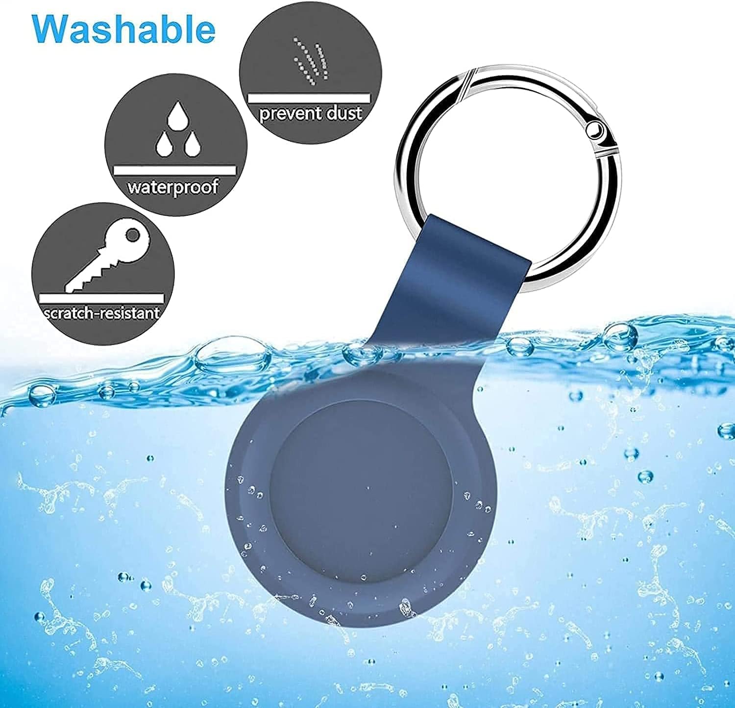 4 PCS Case for Apple Airtag, Protective Case Compatible with AirTags 2021, Silicone Anti-Scratch Lightweight Skin Cover with Key Ring for Apple Air Tags (Black&White&Blue&Dark Green)