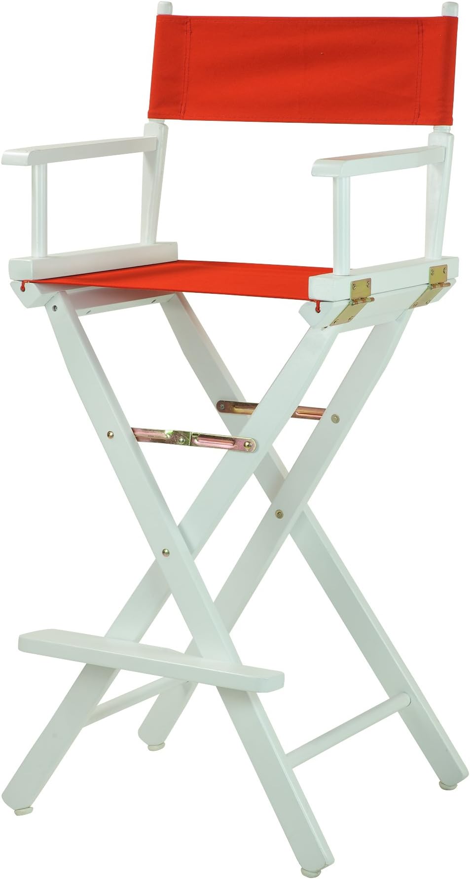 Casual Home Director's Chair ,White Frame/Red Canvas,30" - Bar Height