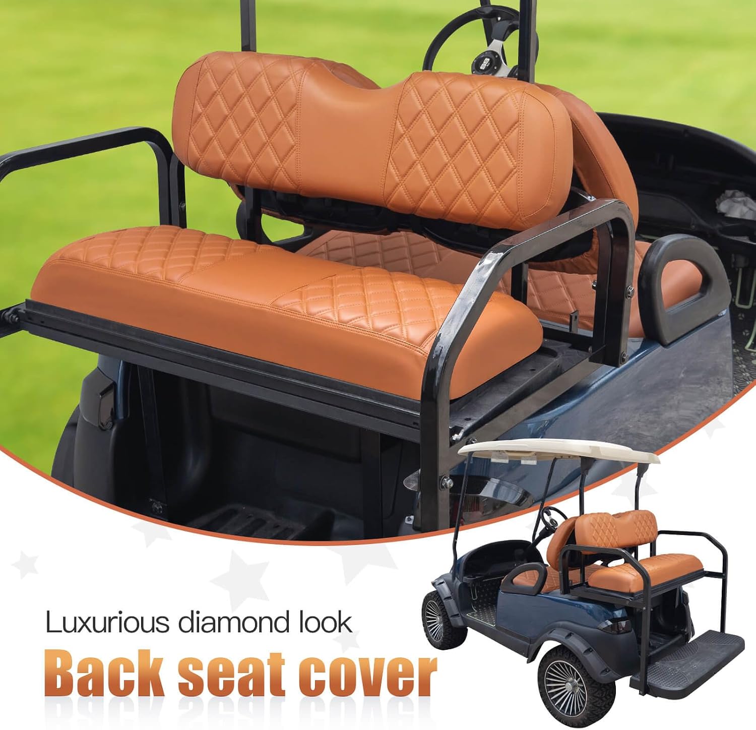 nokins golf cart seat covers fit club car precedent/ds/ezgo rxv/txt/yamaha drive aftermarket standard rear seat cushion, no stapler, multiple colors&breathable (all brown)