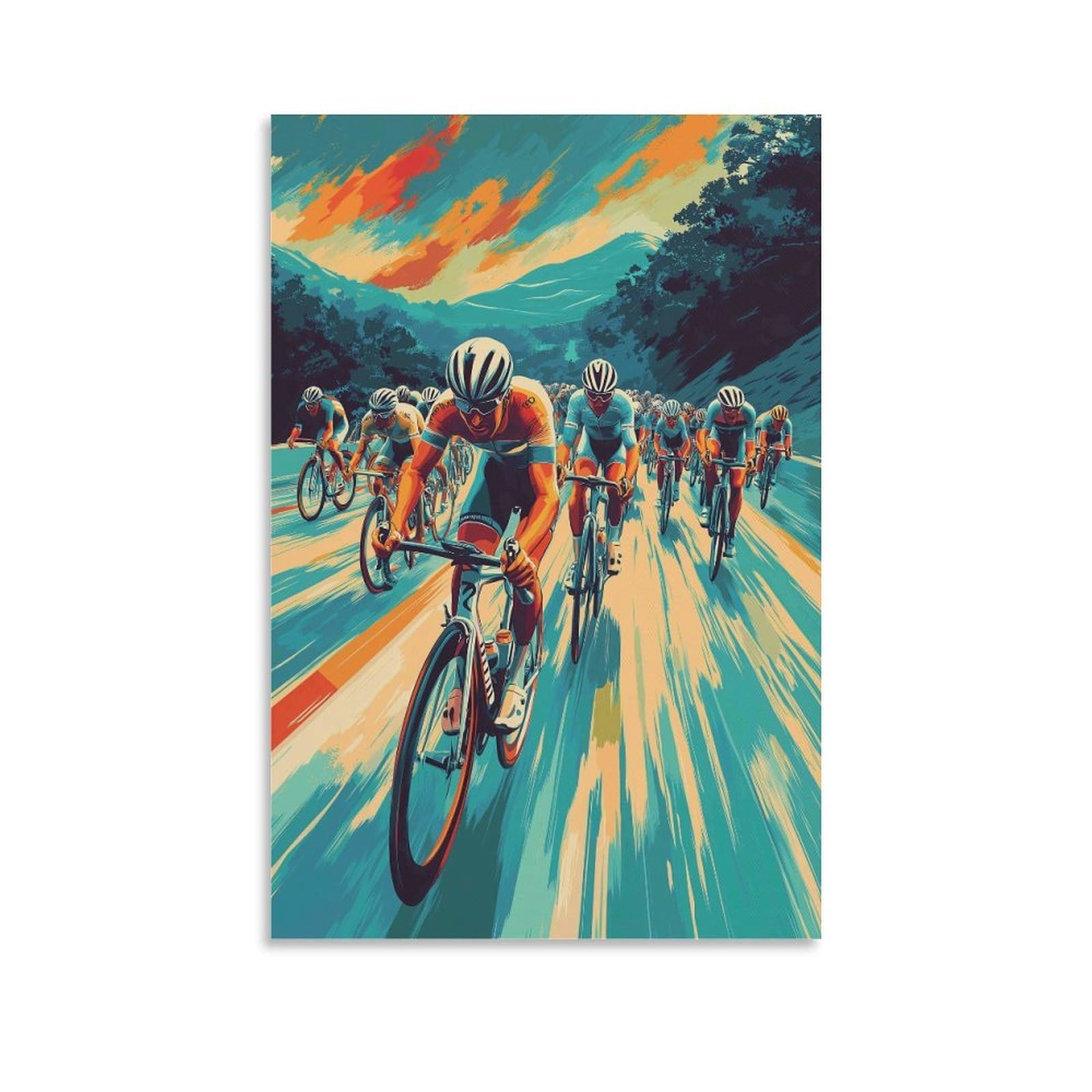 DHBANEIOK Cycling Race Art Poster Artwork Giclee Canvas Prints Modern Canvas Wall Art Picture Wall Hanging for Bedroom Living Room Decor 12x18inch(30x45cm)