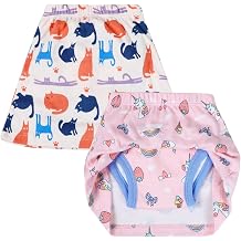 MooMoo Baby Girls ملابس داخلية تدريب قعادة 2 حزم تنورة حفاضات القطن لامتصاص التدريب قعادة