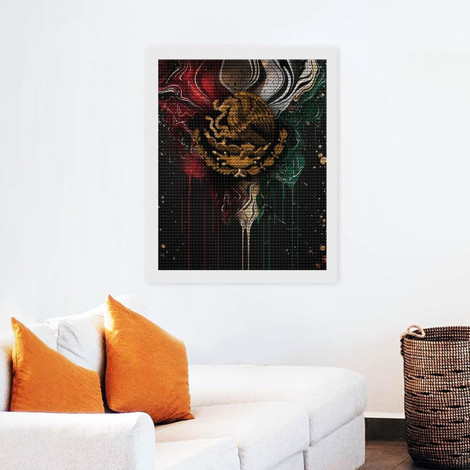 XJUJKCTA Novelty Mexican Flag Print Diamond Art Painting Art Kits 5D DIY Diamond Art for Home Wall Decor 16"x20"