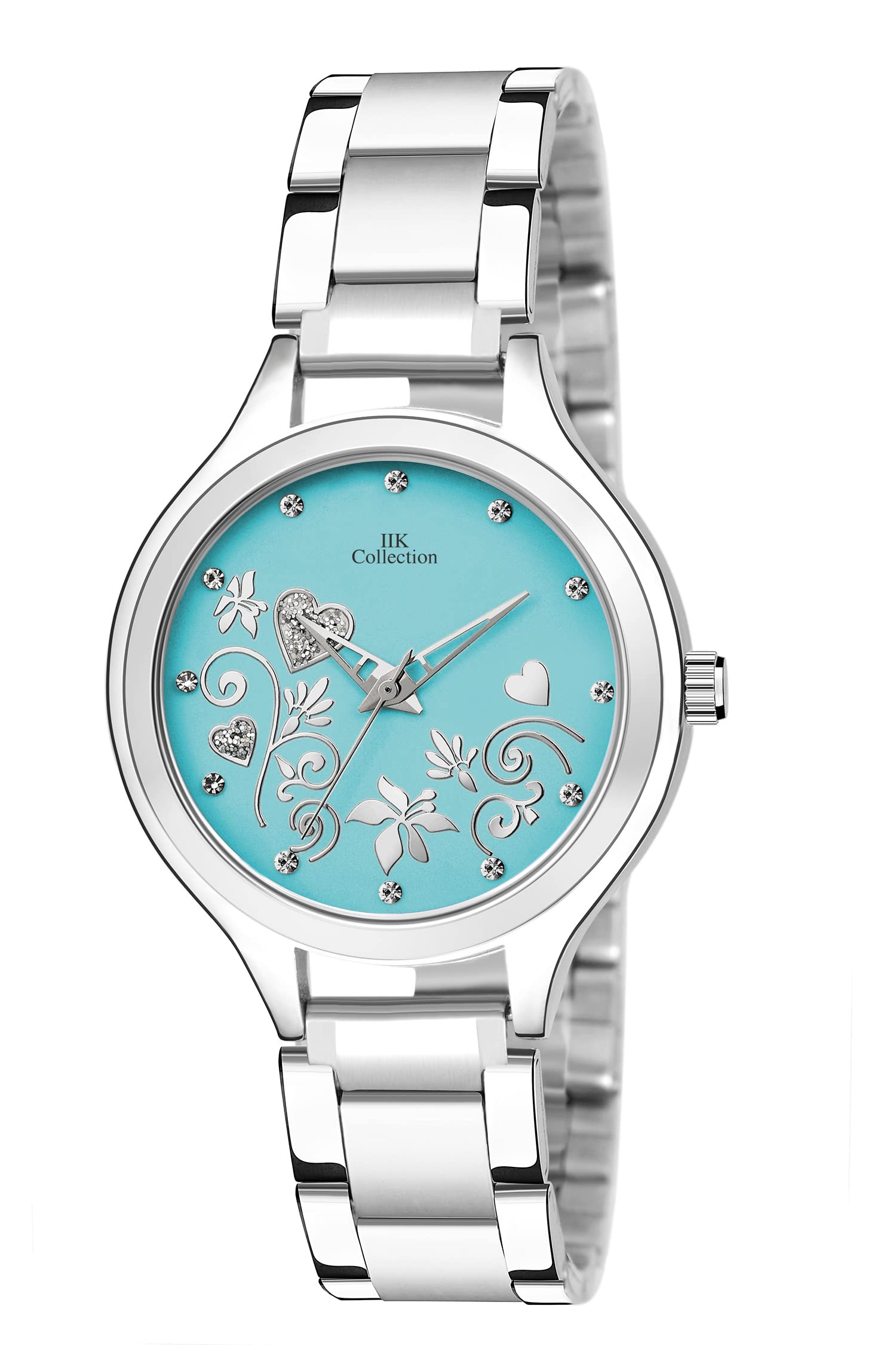 IIK COLLECTION Elegant Analog Round Studded Dial with Stainless Steel Bracelet Chain Strap Girls & Womens Wrist Watch (B09WJ43CXL) Amazon Price History, Amazon Price Tracker