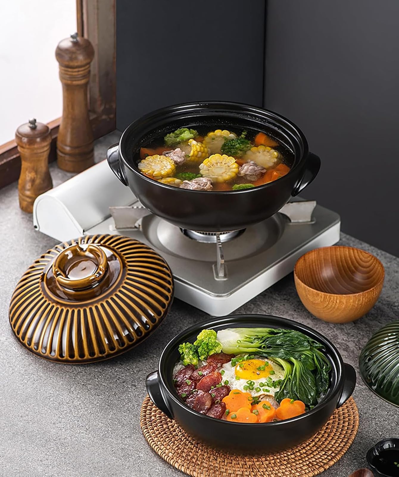 Dutch Pot aus Keramik, hitzebeständig, antihaftbeschichtet, ideal für Suppe, Reis, Aufläufe und Nudeln, 2800 ml Fassungsvermögen