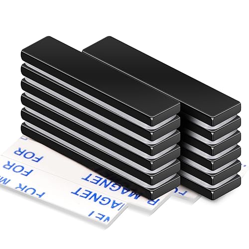 Miniatura 25 de Mikede - Imanes de barra de neodimio con adhesivo doble cara - Paquete de 12 potentes imanes de tierras raras - 2.36 x 0.4 x 0.12 pulgadas