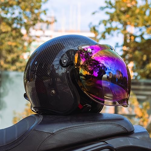 Miniatura 8 de Adaptador de base abatible compatible con casco de motocicleta de 3 broches con visera de escudo de burbujas (negro)