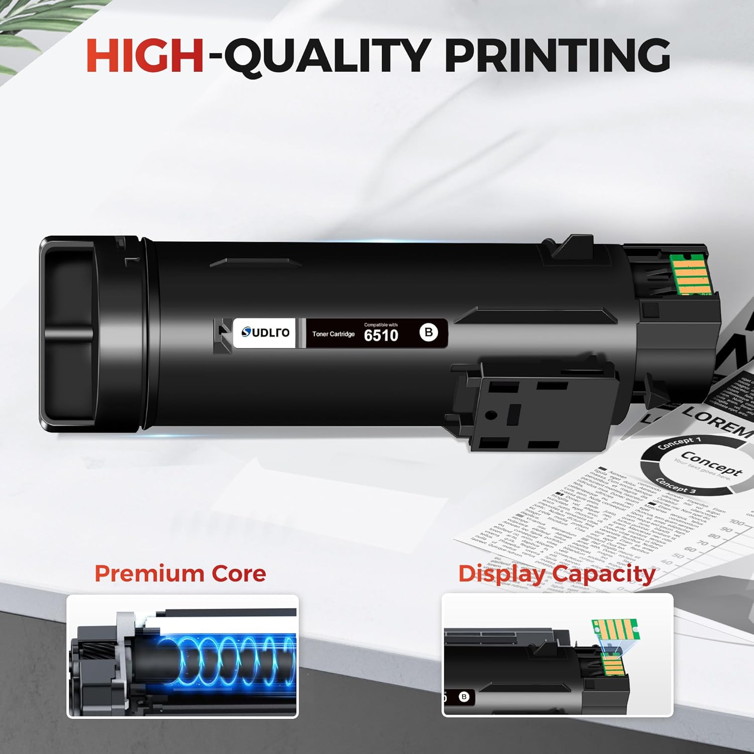 Workcentre 6515 Toner Phaser 6510 Toner Replacement for Xerox Workcentre 6515 Toner Phaser 6510 Toner Cartridge Compatible with Xerox Phaser 6510dni 6510n Workcenter 6515dni 6515dn Printer | 4 Pack