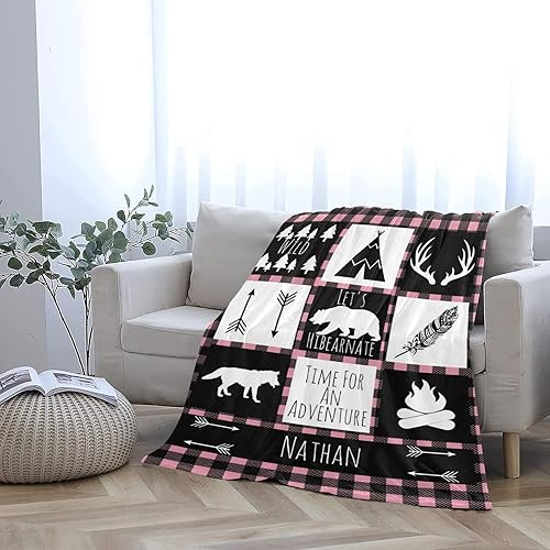 Miniatura 4 de Seamaid Manta de bebé personalizada para niños Gilrs Jungle Manta de bebé personalizada con nombre Adventure Awaits, manta personalizada con nombre,