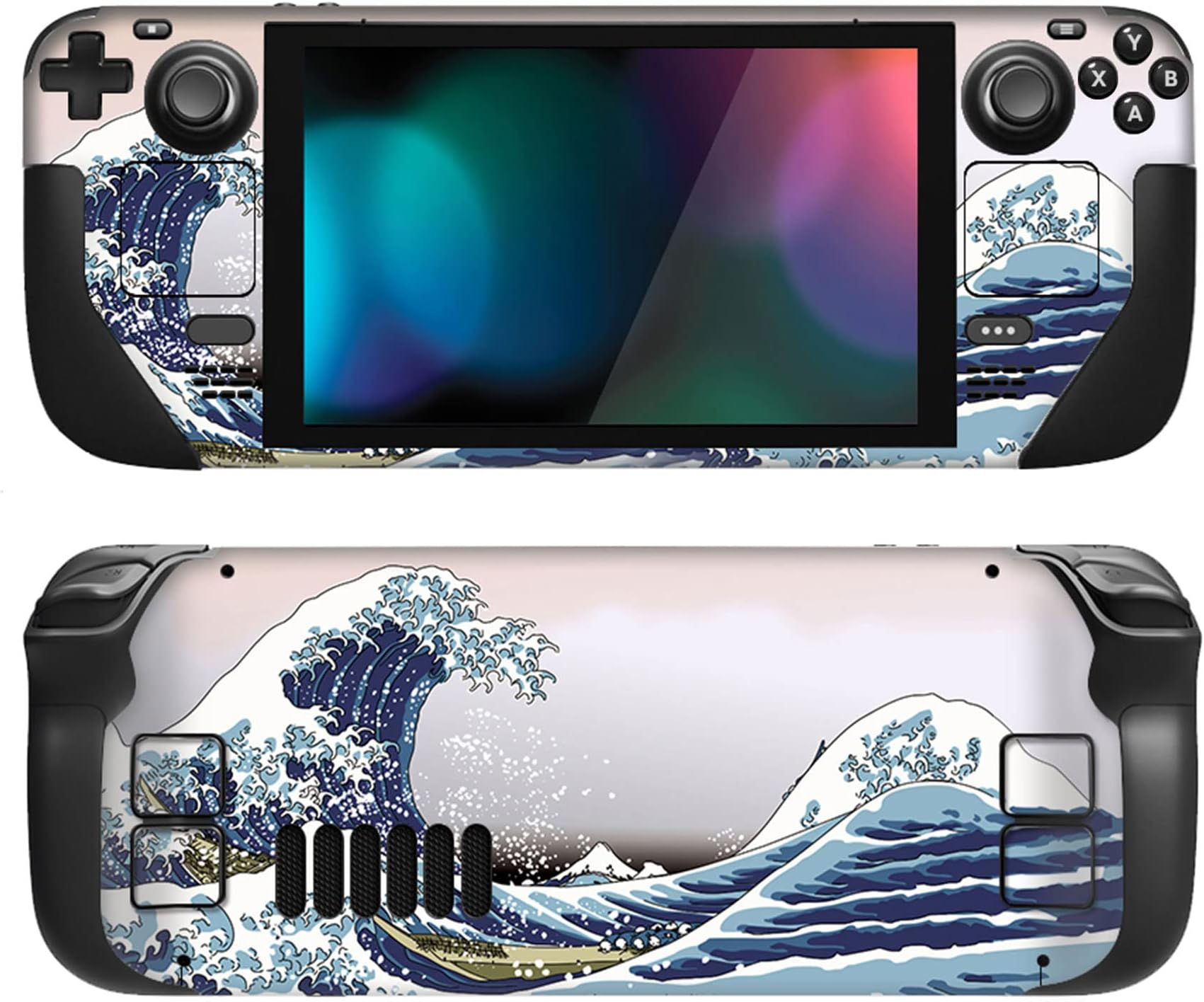 playvital Full Set Protective Skin Decal for Steam Deck LCD, Custom Stickers Vinyl Cover for Steam Deck OLED - The Great Wave