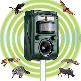 Fierre Shann Solar Outdoor Repeller, Waterproof, with 5 Working Modes and Flashing Light