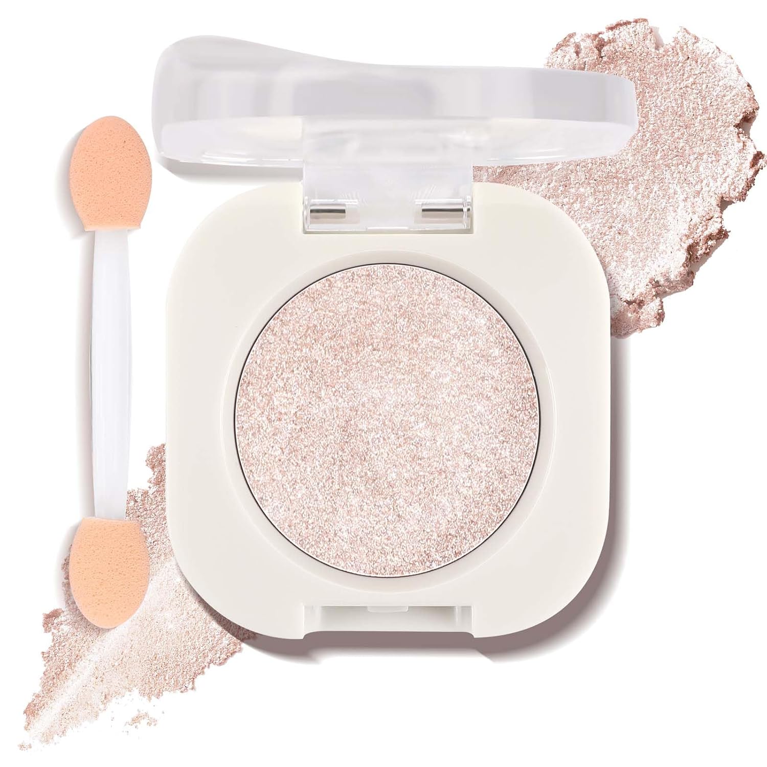 Champagne Light Glow Eyeshadow with Brush, Single Glitter Eyeshadow Palette