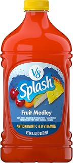 V8 Splash Fruit Medley Flavored Juice Beverage, 64 fl oz Bottle - Low Sugar, Vitamin-Rich 5% Juice Blend