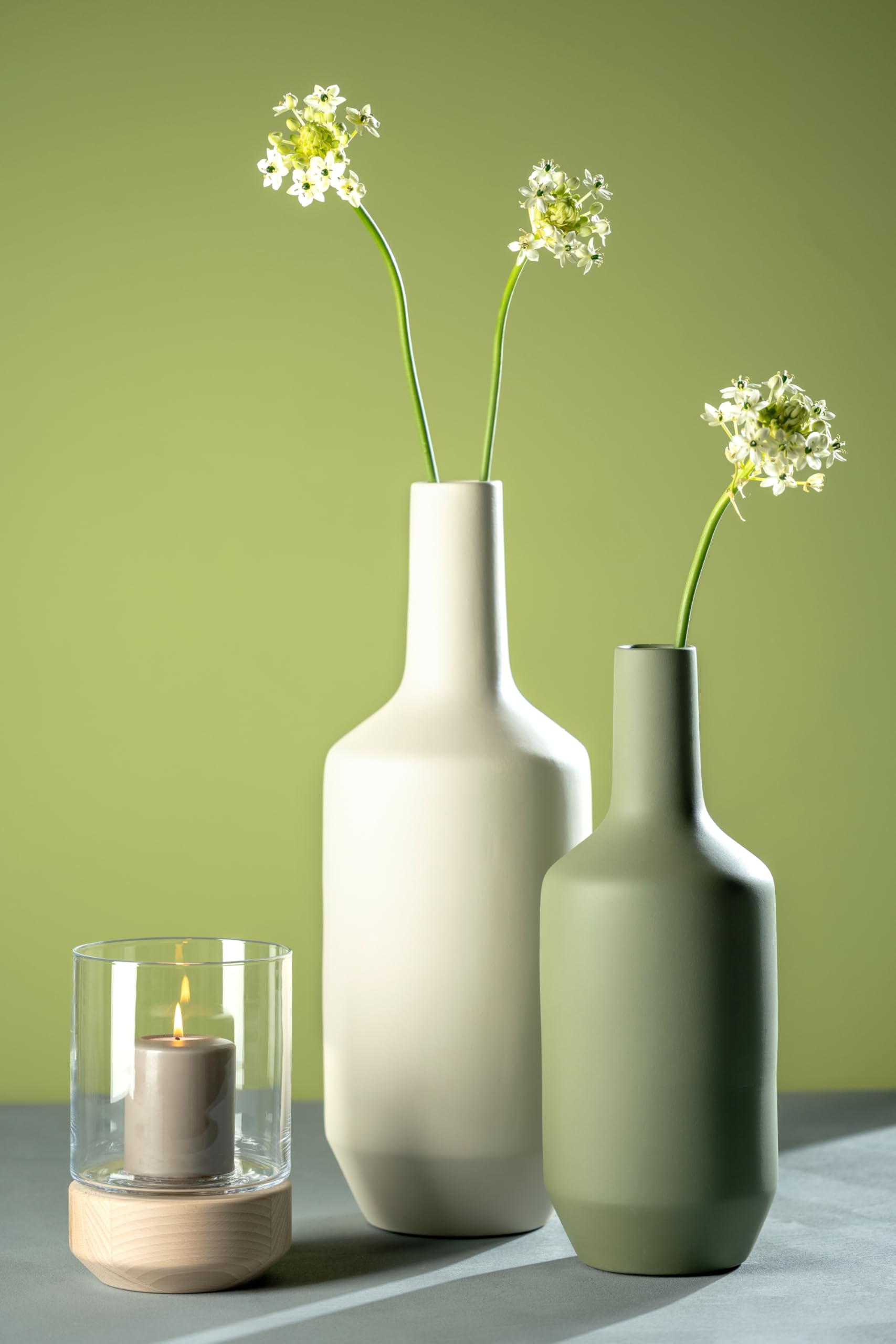 Leonardo Home Milano Keramikvase, 1 Stück, Moderne Vase aus Keramik, Dekovase für kunstvolle Blumen-Bouquets, Elegante Blumenvase, Hingucker als Dekoration, Höhe 50 cm, Creme, 026822