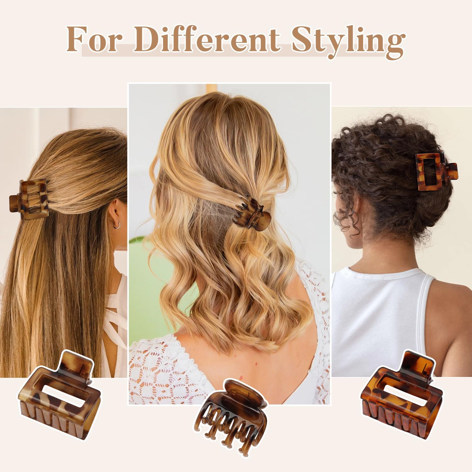 8 pinzas pequeñas para el cabello para mujeres y niñas, pinzas cuadradas medianas para cabello fino, fino y corto, bonitos clips antideslizantes con estampado de leopardo, ideales para cabello medio 6