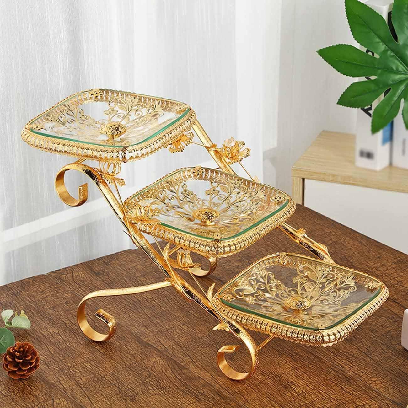Lot de 2 corbeilles à fruits – Rangement en verre et alliage pour collations, noix, fruits secs – Décoration de cuisine élégante et organisateur – 2 pièces