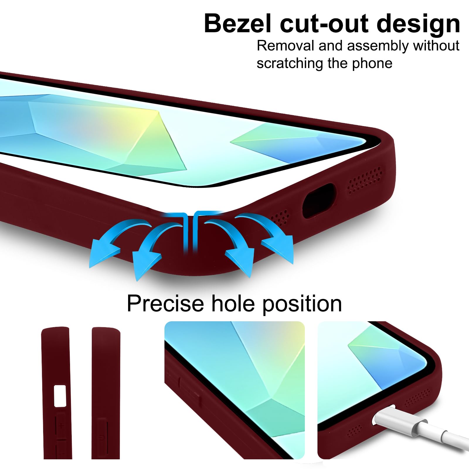 Cover per Samsung Galaxy A16 5G 6,7", Cellulare Rosso Silicone Morbido Custodia per telefono Aesthetic Rosso Ciliegia Motivo Disegno Protezione Fotocamera Antiurto Case per Ragazze Donne
