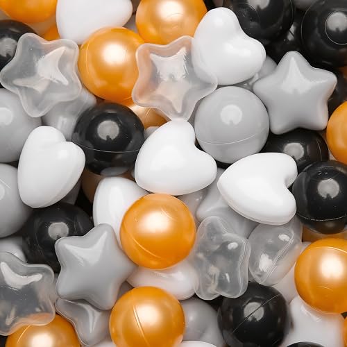 TRENDPLAY Ball Pit Balls Star and Heart Shapes for Toddlers - 50 100 200 500 Count Plastic Balls for Ball Pit Fun and Play