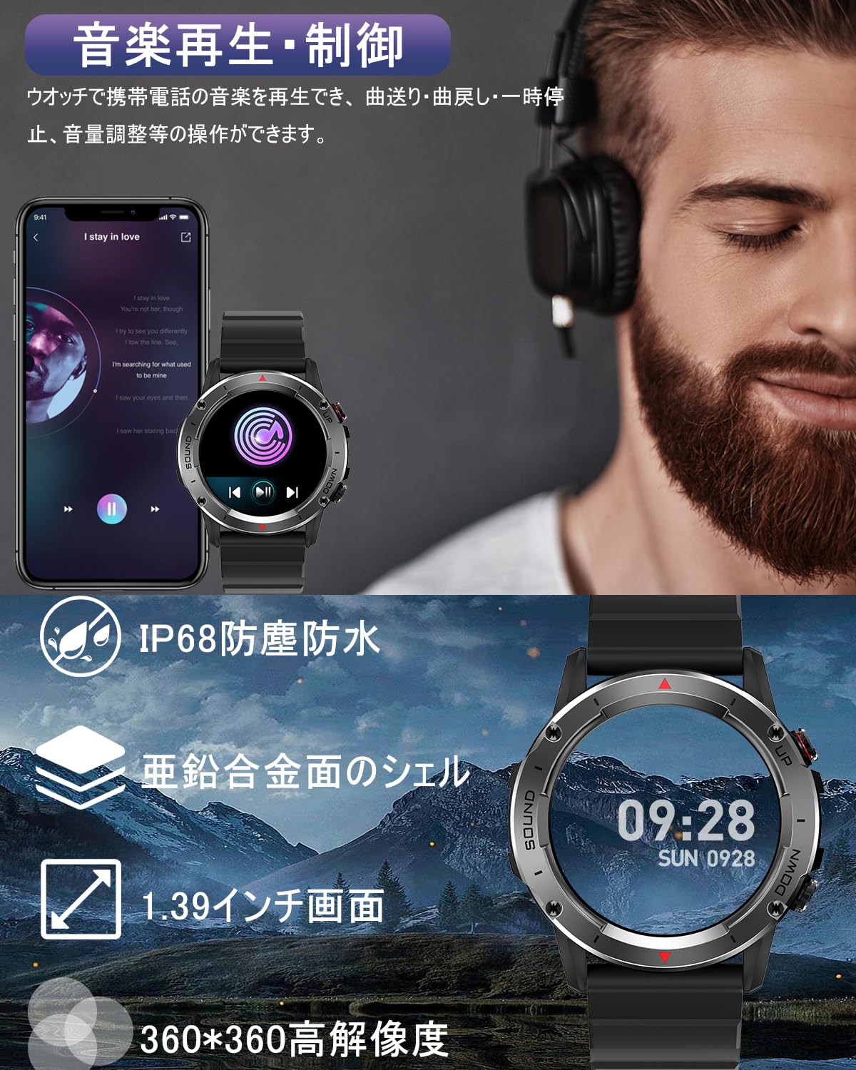 Amazon | スマートウォッチ【2024業界新登場 軍用規格】 Bluetooth5.3