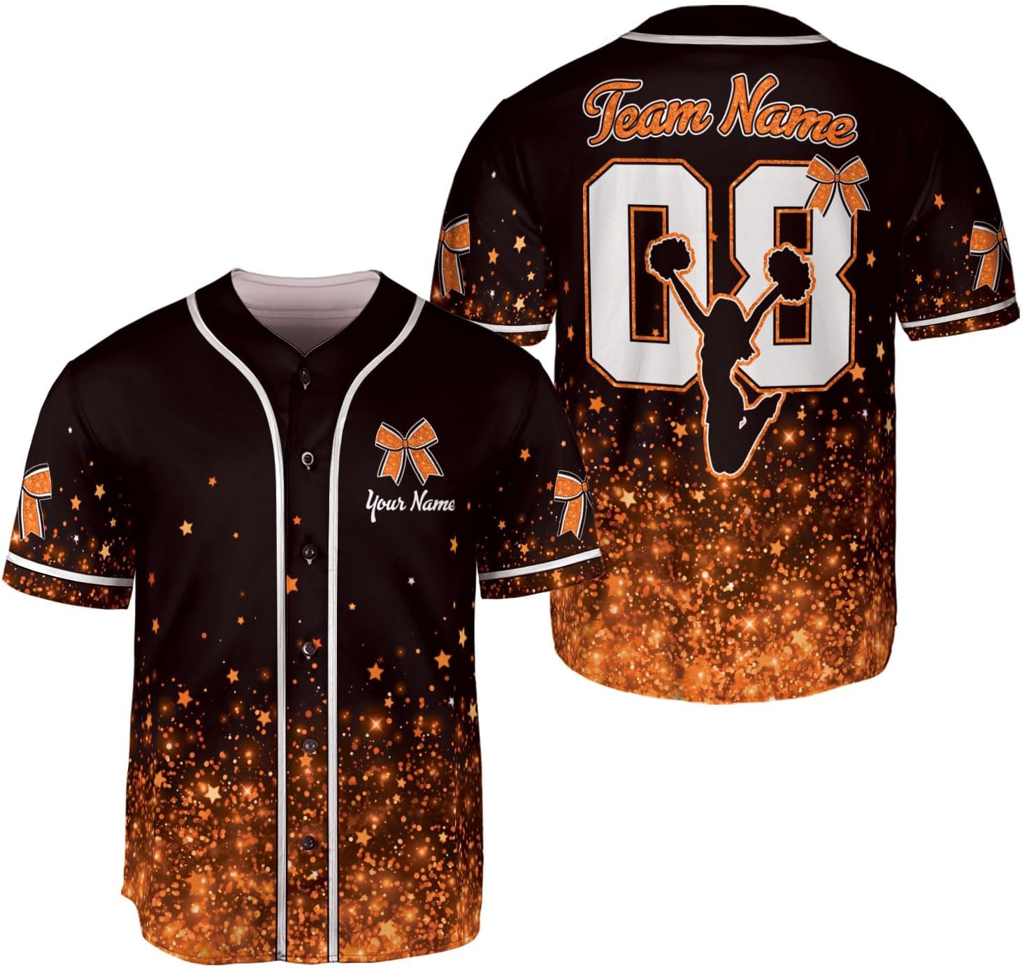 Personalized Cheer Uniform Baseball Jersey, Custom Cheerleading Baseball Jersey, Cheer Ribbon Jersey, Cheerleader Team Shirt