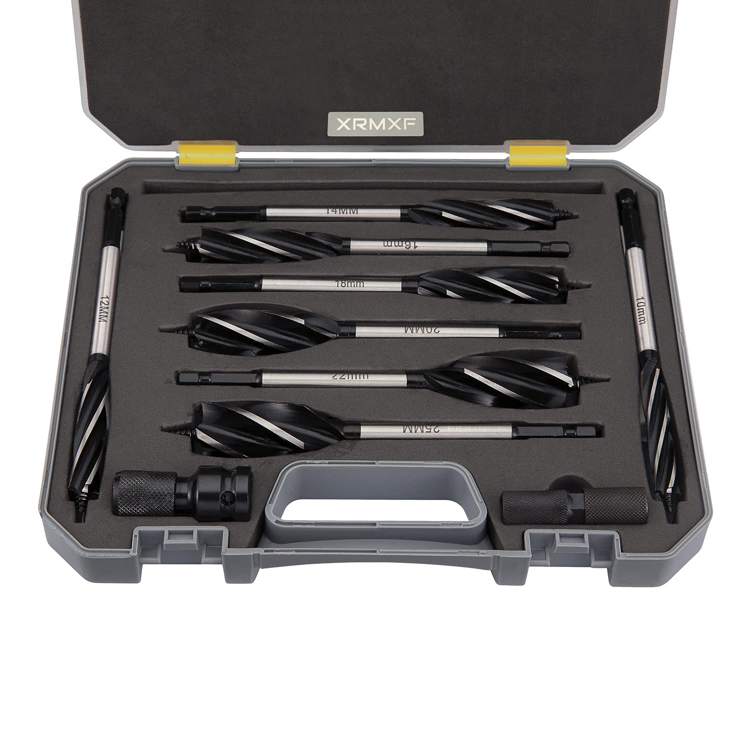 Set di punte per legno, 8 pezzi, 10 mm, 12 mm, 14 mm, 16 mm, 18 mm, 20 mm, 22 mm, 25 mm, codolo esagonale da 6,35 mm, ricco di carbonio, acciaio a taglio rapido