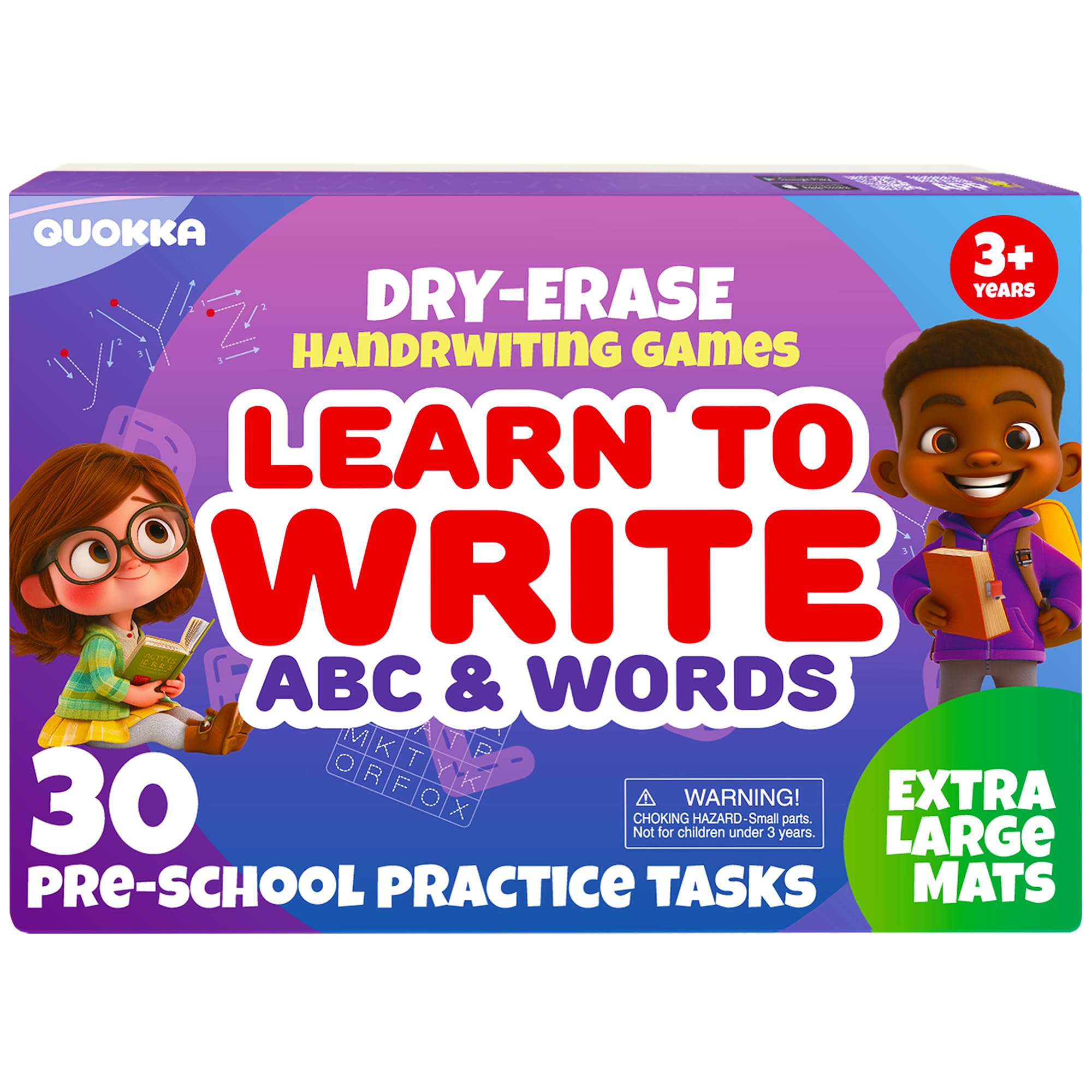 QUOKKA Wipe Clean Activity Book - Handwriting Books for 3-5 yo - Preschool Learning Resources - 30 Tasks - Pre K ABC Letter Tracing - Homeschool Educational Toys for 5-6 - Kids Game Learn To Write
