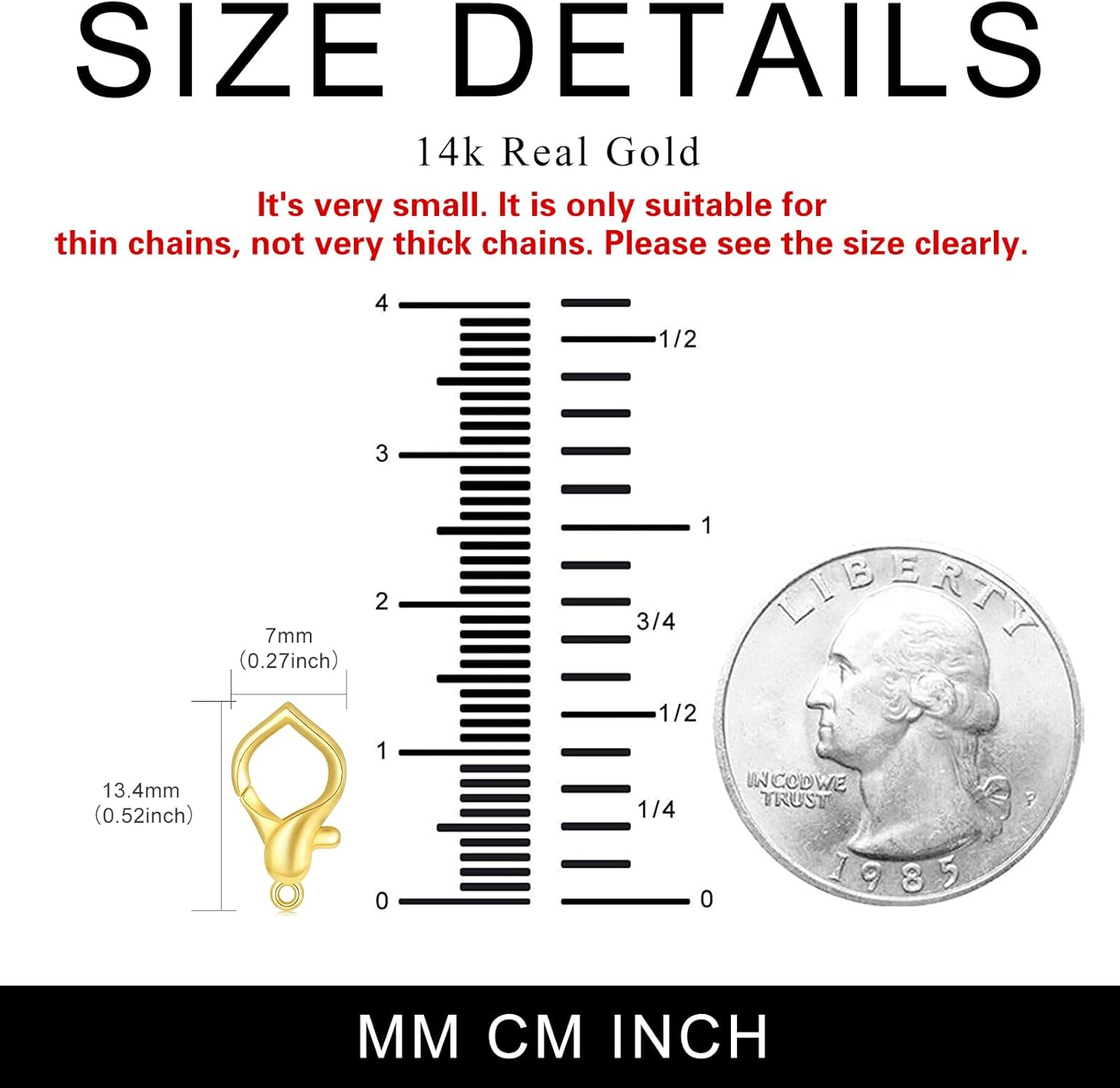 14K Yellow Gold Clasp for DIY Necklace Bracelet Jewelry Making, Lobster Clasp Extender Necklace Clasp Connector Bracelet Extension(Style 1)