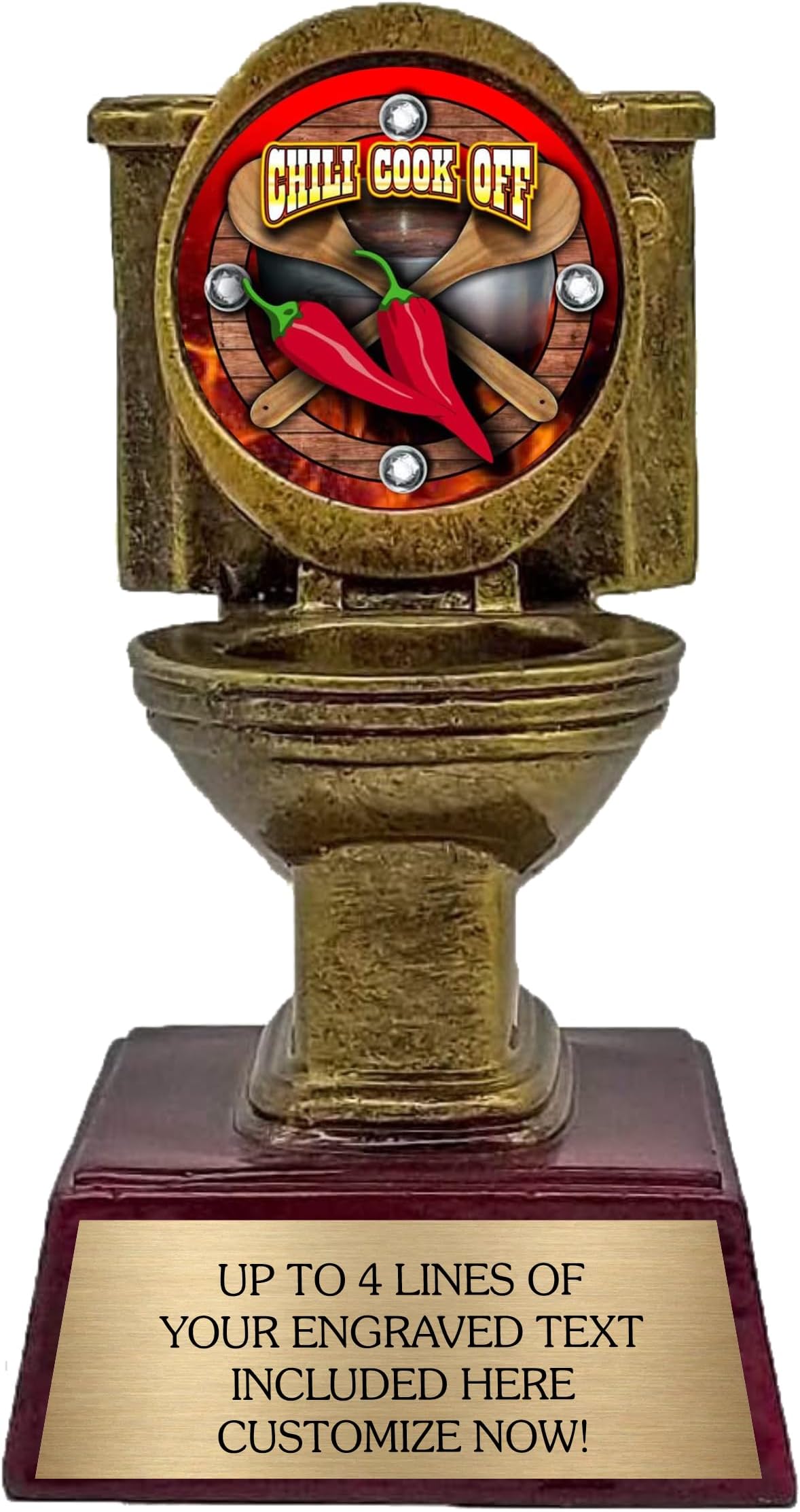 Chili Cook Off Trophies - Customizable Awards for 1st Place Cook-Off - Funny Trophy Personalized Prizes with Engraving - Toilet Bowl Award - 6” Tall