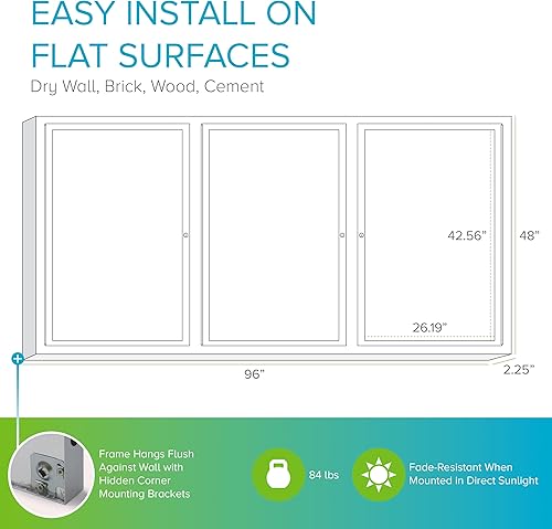 Vista 52 de Ghent Tablero de anuncios cerrado de goma reciclada de 2 puertas de 36 x 48 pulgadas, interiores, resiste roturas, con cerradura, marco de aluminio