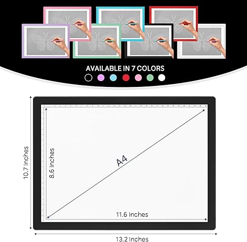 Miniatura 38 de iVyne Almohadilla de luz recargable A4 para rastrear y desmalezar, tablero de luz LED para deshierbar vinilo, para herramientas de deshierbe de Rosa