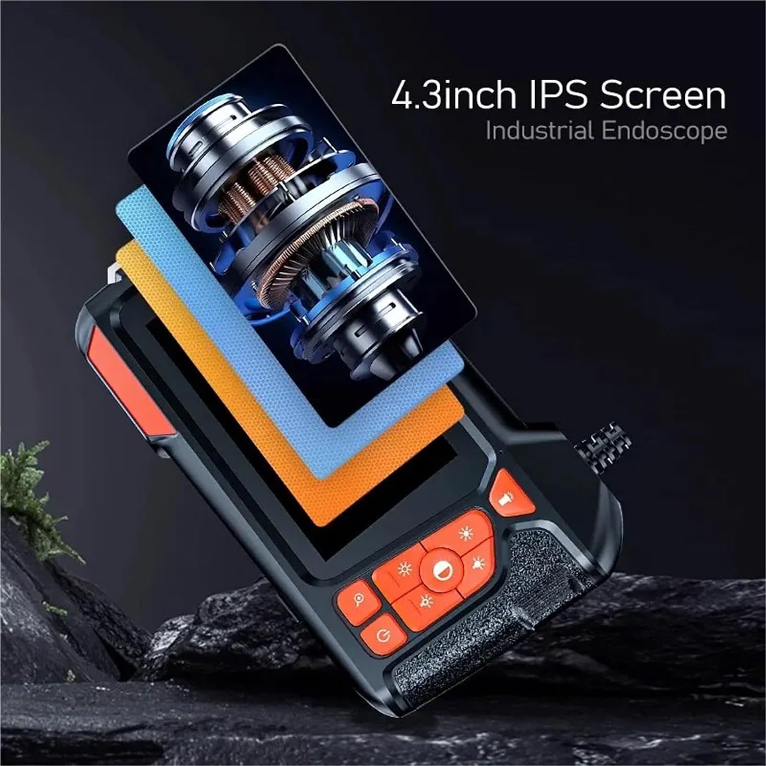 Industrial Endoscope Camera 4.3" IPS HD 1080P 5.5mm Pipe Sewer Inspection Camera Borescope for Car with Flashlights(2m)