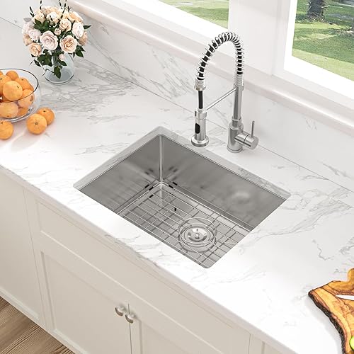 Miniatura 8 de Sarlai - Fregadero empotrado con barra, de 21 x 18 pulgadas, pequeño, de acero inoxidable calibre 16, simple, 10 pulgadas de profundidad