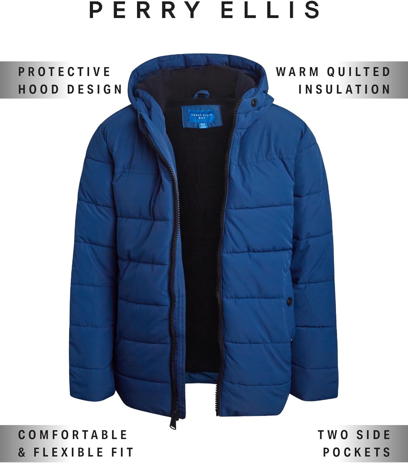 Perry Ellis Boys Winter Coat - Insulated Fleece Lined Packable Hooded Puffer Jacket - Boys Outerwear Jackets & Coats (4–20) - Image 2