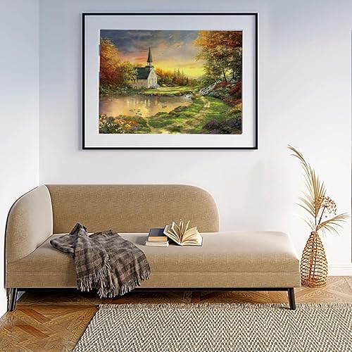 Miniatura 3 de Paquete de 2 rompecabezas de 1000 piezas para la capilla de Thomas-Kinkade, rompecabezas de Thomas para adultos de 1000 piezas en adelante,