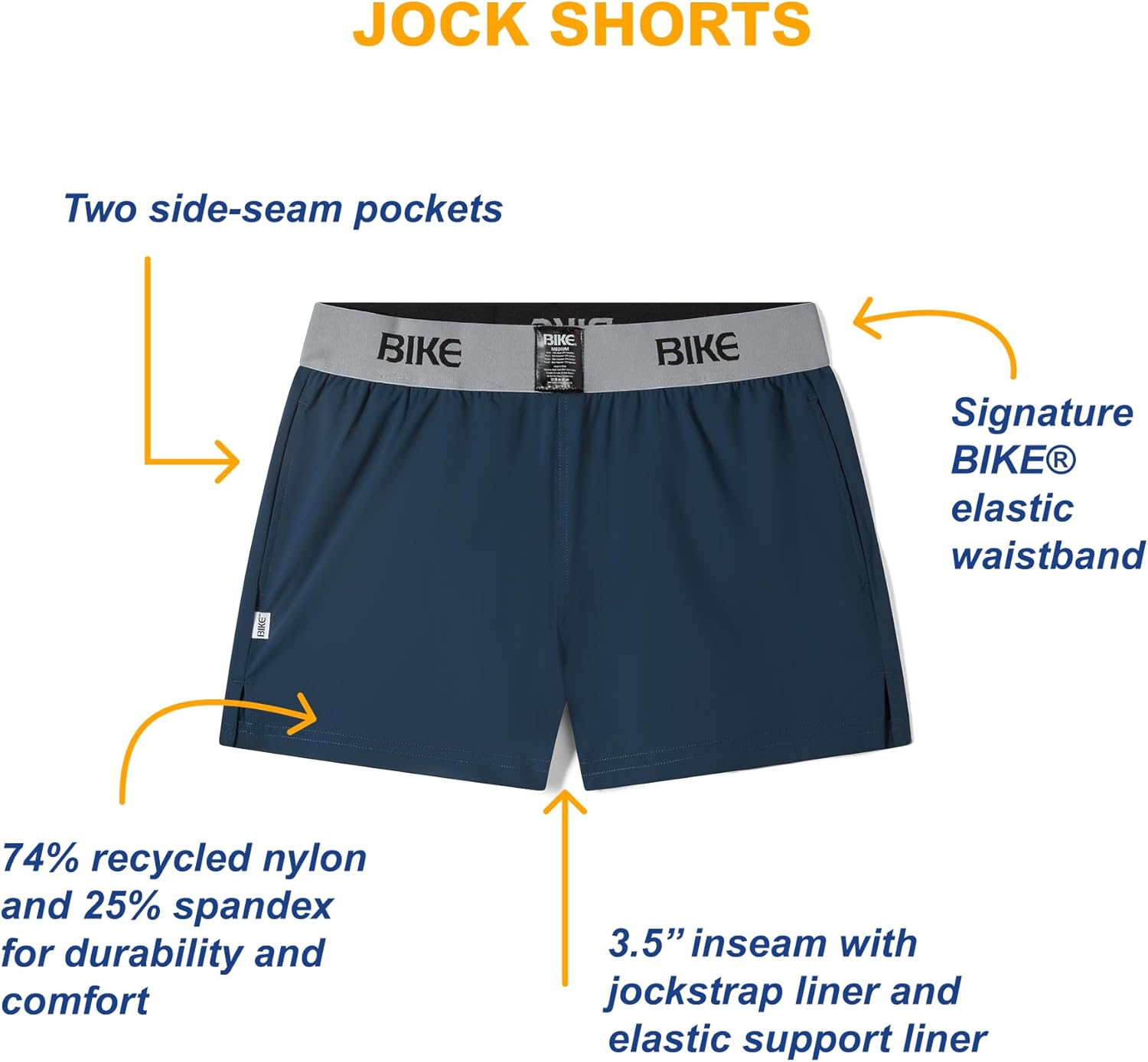 Bike Athletic Jock Shorts | Soft Stretch Fabric for Breathable Comfort | Supportive Fit with Retro-Inspired Design