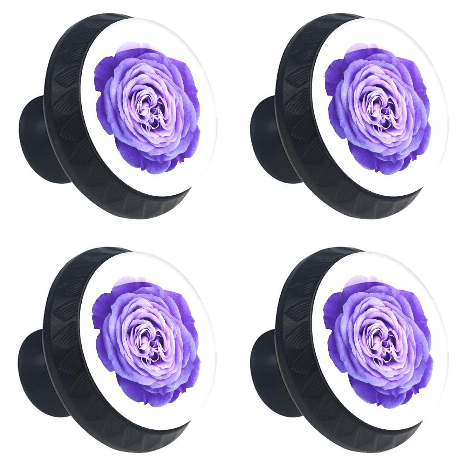 Boutons de tiroir en cristal pour réparer et embellir un meuble usé avec fleur violette
