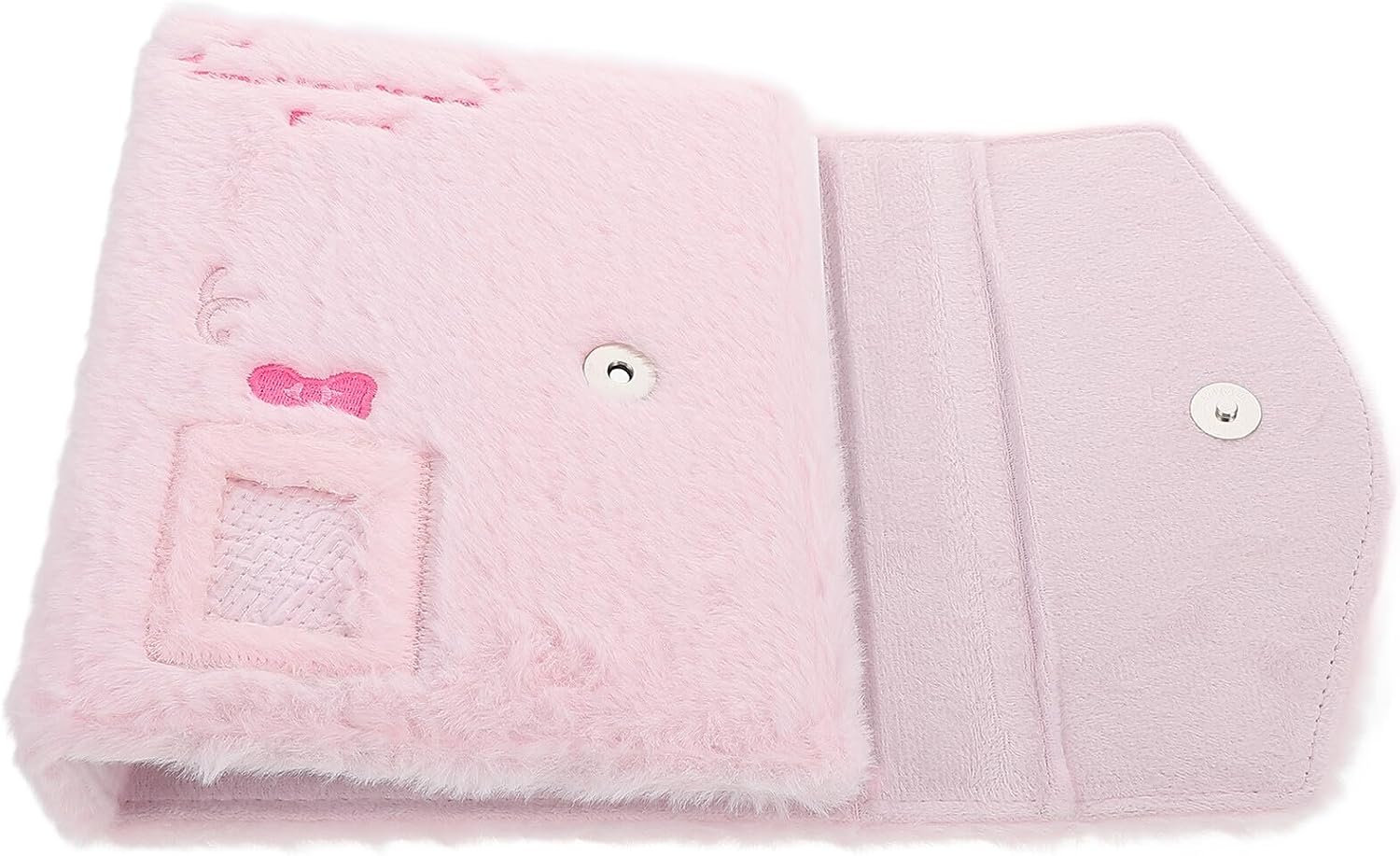 Toyvian Plush Photocard Binder Album for Memories, Portable Mini Photo Book with Soft Cover and Stamp Storage Pockets, Pink Scrapbook for Photo Cards and Tickets Collection