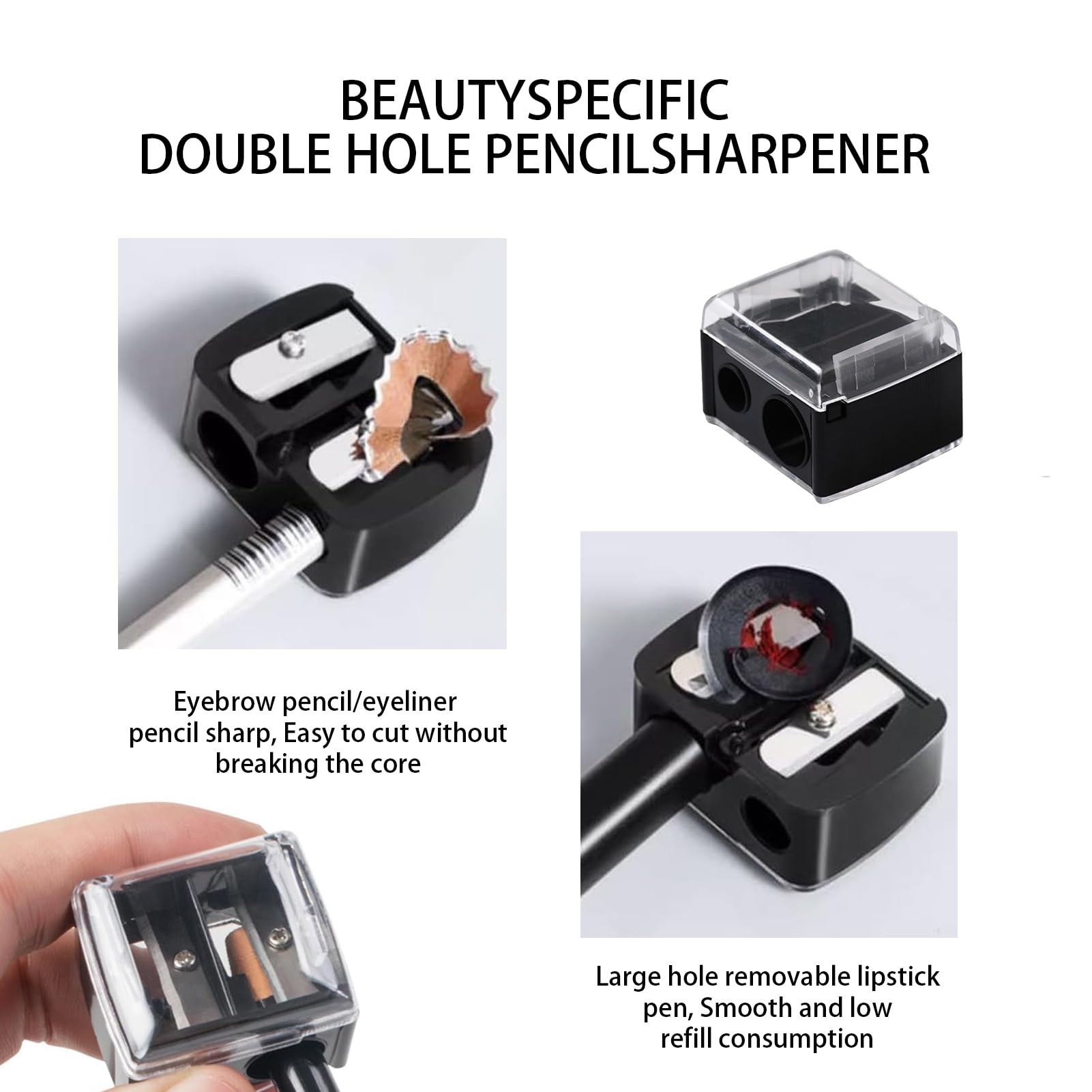 3 Piezas Sacapuntas Doble para Lápices Cosméticos, Sacapuntas Lápices de ojos, Accesorios Maquillaje Herramientas, Suministros Estudio, para Lápices, Delineador, Lápiz Labial, Lápiz Cejas