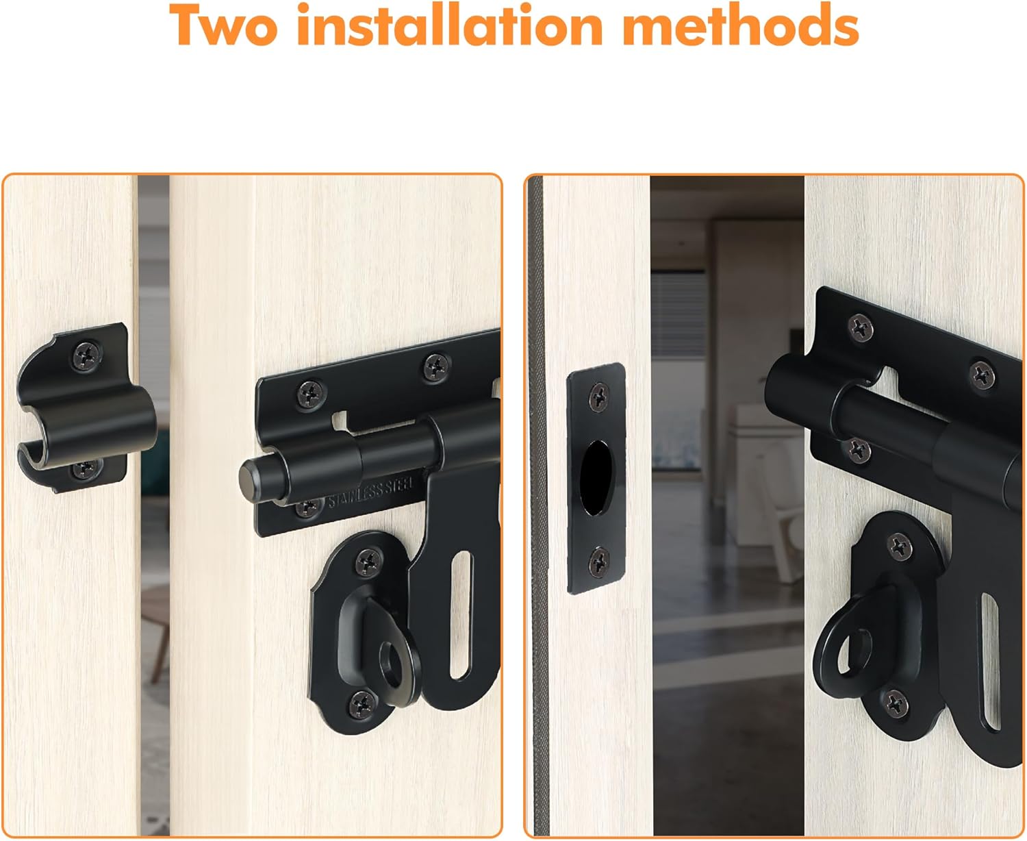Alise 6 Inch Slide Bolt Gate Latch,Heavy Duty Barrel Bolts with Padlock Hole,Safety Door Lock,Double Sided Gate Hardware for Wooden Fence, Outdoor Fence MCX1000B-6C