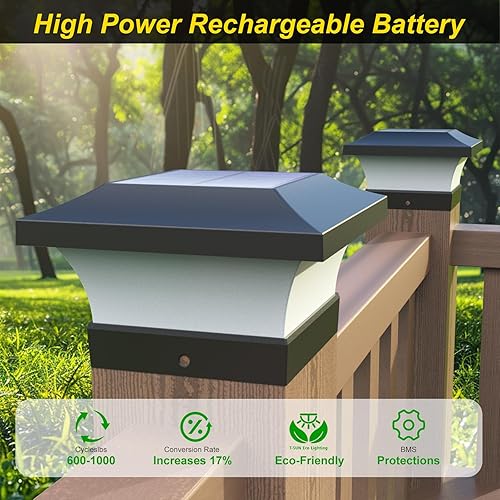 Miniatura 41 de T-SUN Luces solares para poste, luces solares impermeables para exteriores para postes de madera de 4 x 4, iluminación LED blanca de 6000 K