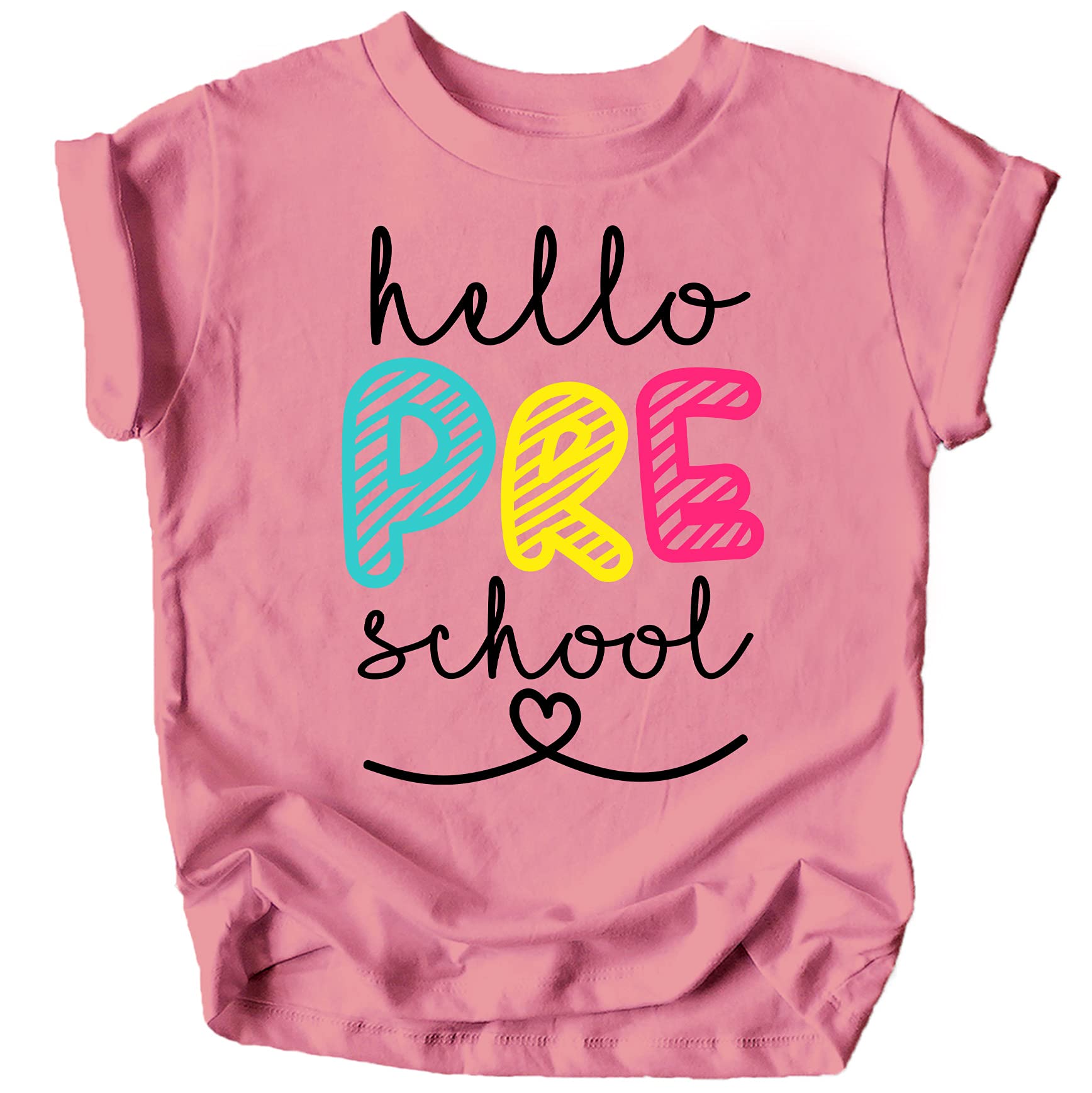 Olive Loves Apple Hello Preschool First Day of School Gift Back to School Mauve Shirt 12M