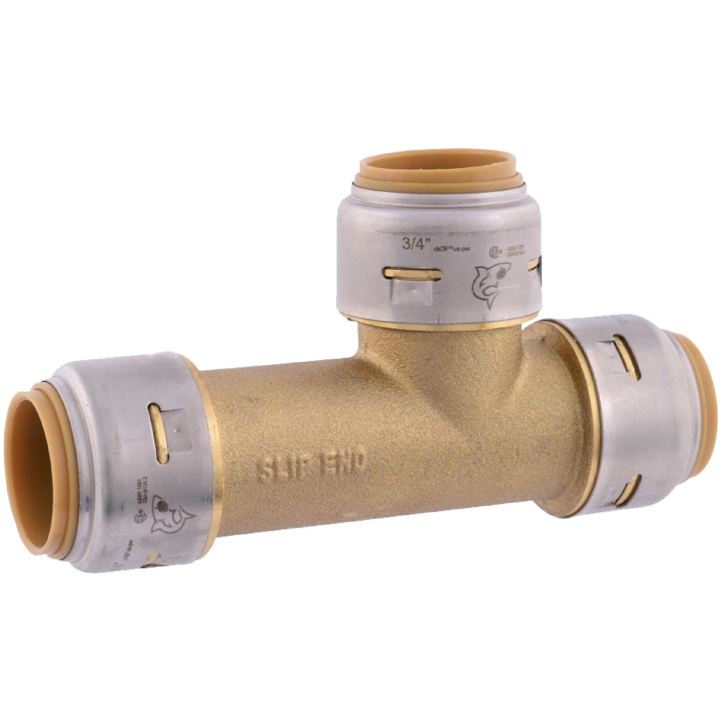Sharkbite Brass Max 3/4 Inch Slip Tee, Push To Connect Plumbing Fitting, Copper And Cpvc, Ur3370a