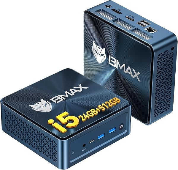 BMAX Mini PC B9Plus Intel Core i5-1235U (hasta 4,4 GHz, 10 C/12T), 24GB LPDDR5, 512 GB NVMe SSD Mini Ordenador de sobremesa, Wi-Fi 6, BT5.2, Triple Pantalla 4K 60Hz, HDMI,Tipo C, DP 1,4a, Micro PC - 1